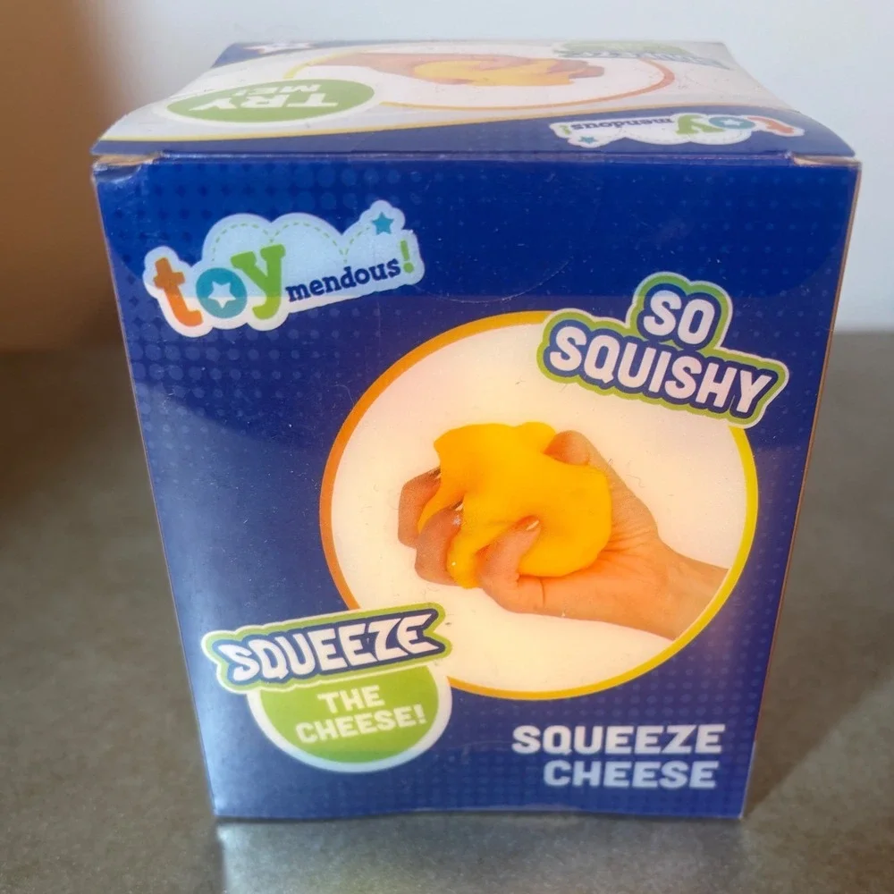 Toymendous Squeeze Cheese Squishy Sensory Fidget Toy Yellow Swiss Cheese Block